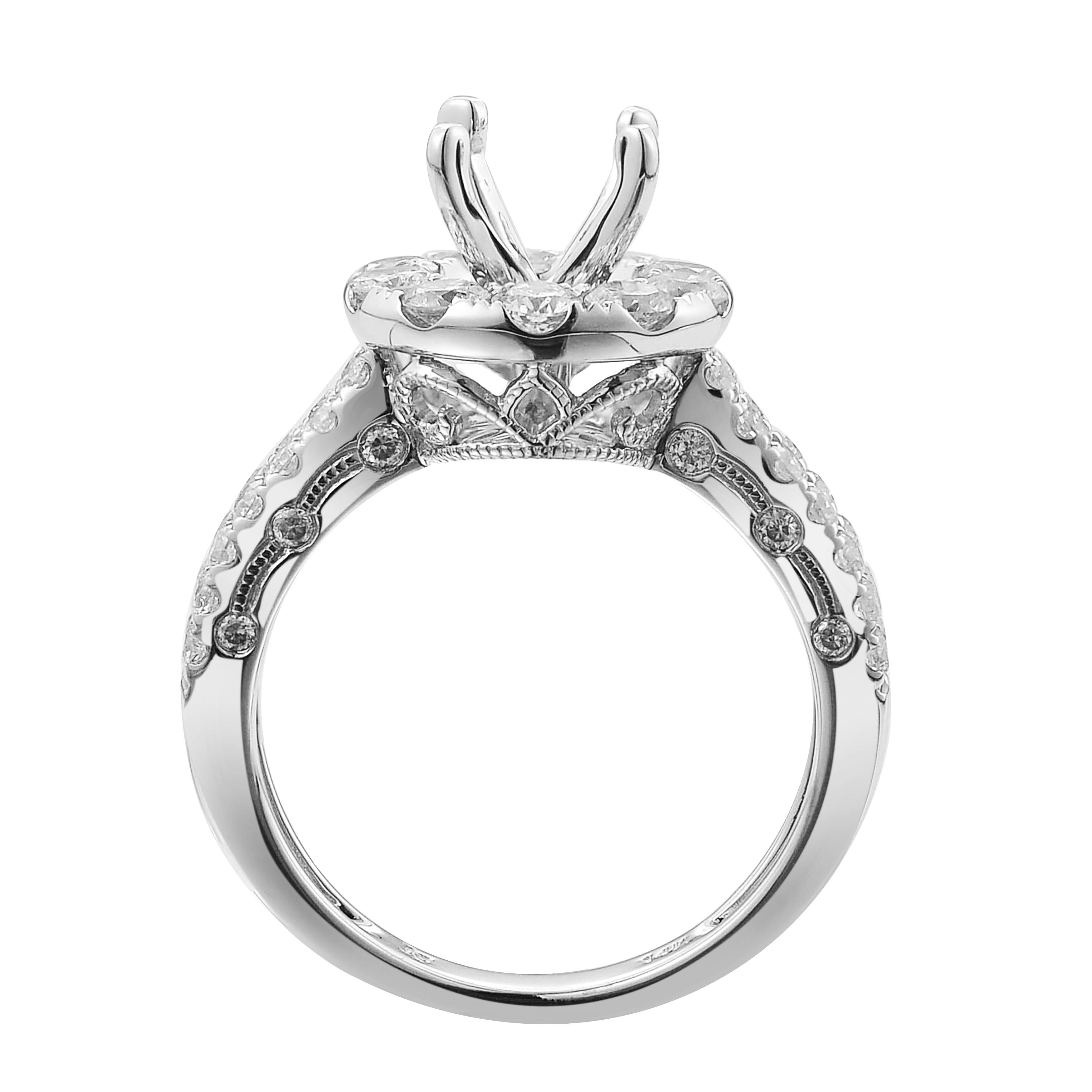 Diamond Engagement Mounting Ring 1.18 ct. 14K White Gold